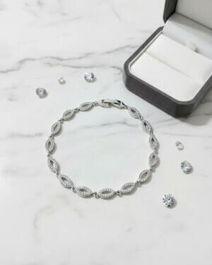 Golden Time Infinity Rhodium Bracelet Silver with Zirconias New